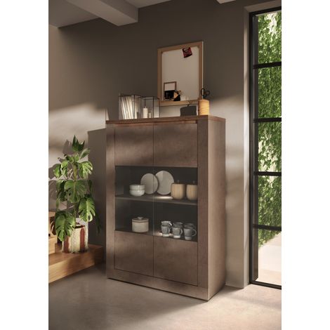 Vitrine moderne 114 cm bronze/mercure Isia (1/5)