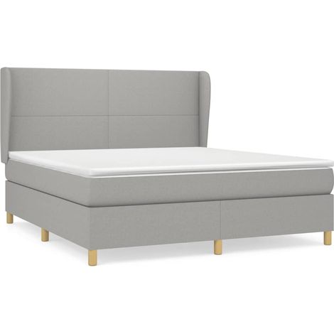 Maison Exclusive - Cama box spring con colchón tela gris claro 18