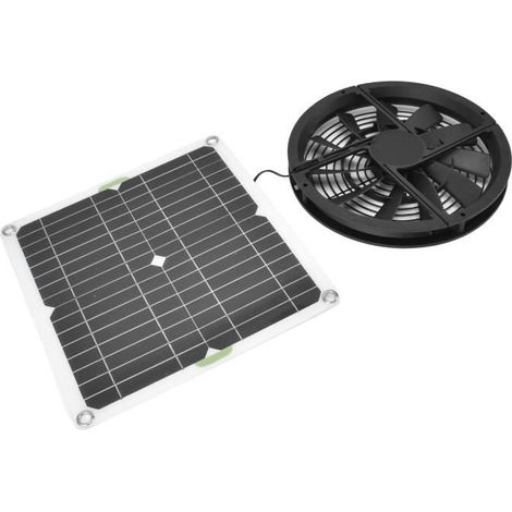Zerone Ventilateur de serre solaire Kit de ventilateur de panneau solaire 10in 100W étanche panneau solaire rond boîtier de (1/4)