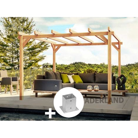 Pergola en bois lamellé-collé Angers 600 x 300 cm + 6 supports poteaux - Maderland