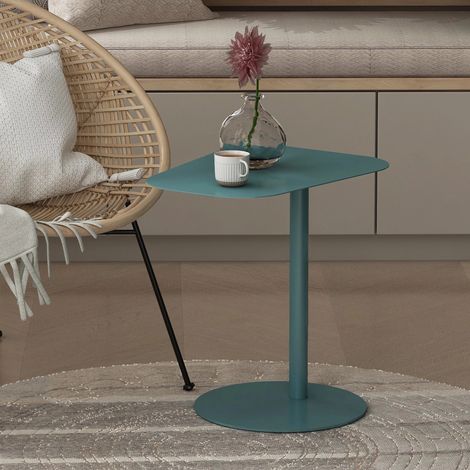 Tavolino Laterale da Divano Nastätten Metallo Piano Trapezoidale - Blu opaco [en.casa]