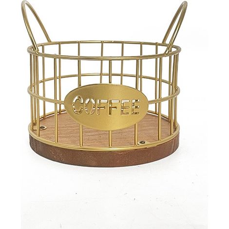 Panier de rangement pour capsules de café, en fer, étagère à fruits secs, décoration pour la maison, la cuisine ou la table du restaurant. Voir photos détaillées - 0309gold (1/5)