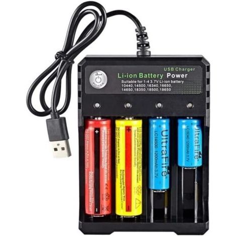 BUNTHAUS Chargeur de Batterie 18650, Chargeur de Piles Universel 4 Emplacements avec Ecran LCD pour Batterie Rechargeable Li ION 3,7 V A97 (1/4)