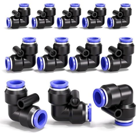 12 PCS. 12 mm 90 deg Elbow Push - in Air Connection, 2 - way Plastic Rapid release PV Air Line adapter (1/4)