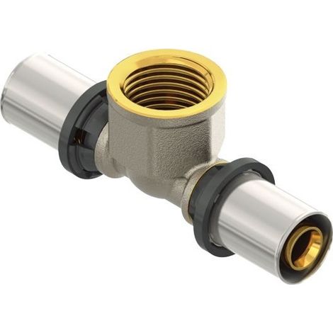 Té femelle EASYTEC LBP à sertir diamètre 16 x 16 mm - à visser filetage 1/2” - FINIMETAL