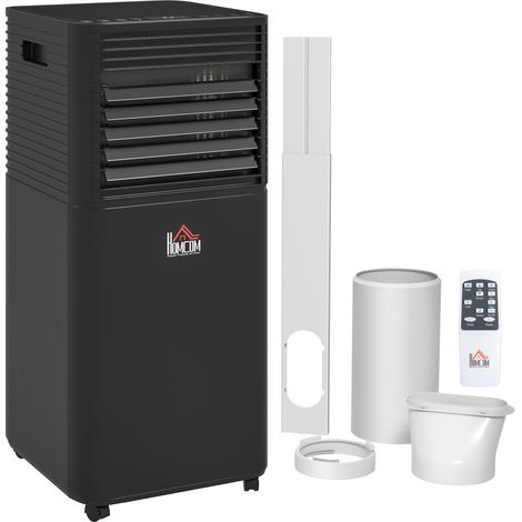Climatiseur mobile - HOMCOM - 7000 BTU - télécommande, minuterie 24H - jusqu'à 26 m² - classe énergétique A - noir