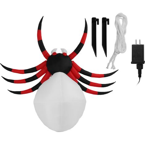 Décoration gonflable araignée 2,4m avec lumière LED grande araignée d'Halloween pour jardin, prise US (1/5)