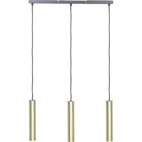 Lampe Suspendue Moderne à 3 Emplacements Abat-Jour Rond Acier Brillant Brosna