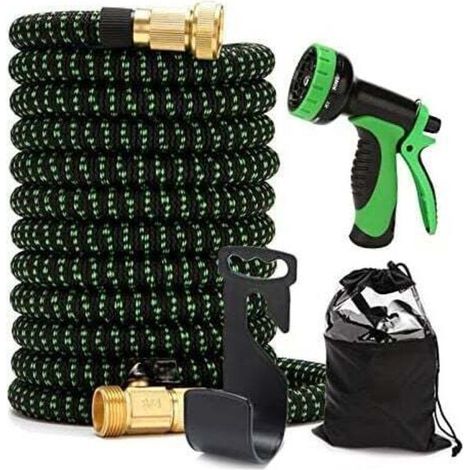 Tuyau d'arrosage extensible, flexible et anti-pliage, avec raccord en laiton, double noyau en latex pour l'arrosage des plantes, le lavage de voiture et le nettoyage des balcons.