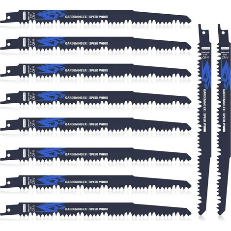 Lames de Scie Sabre pour Bois, 10 Pièces 230mm 5TPI Lames de Scie Alternative, Accessoires de Scie Sabre, Compatibilité avec and many others (1/5)