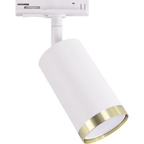 Projecteur sur rail 1 phase blanc et doré orientable GU10 35W OSLO Struhm (1/2)