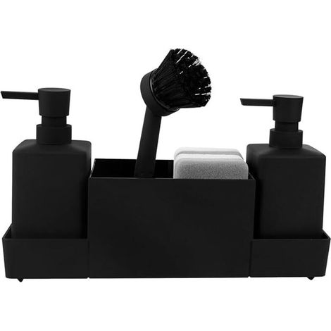 Dispenser di sapone liquido con spugna e spazzola da 350 ml, 5 in 1 per la cucina, design moderno, pratico da usare (1/5)