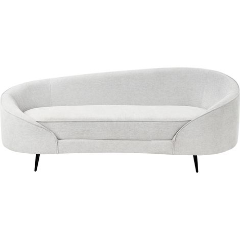 Sofá diseño curvo estilo glamuroso patas de metal negro tela blanco crema Savar