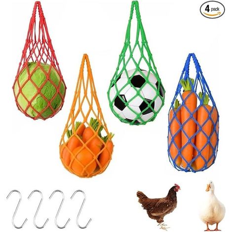 Hühnerfutternetze, Hängenetze mit Haken, Hühnerfutternetze, Kohlnetze für Hühner, Obst- und Gemüsenetze für Enten, Gänse und Vögel (1/5)