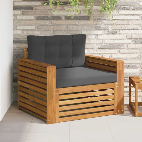 Outdoor-Sofagarnitur Massives Akazienholz und Polyester Natur