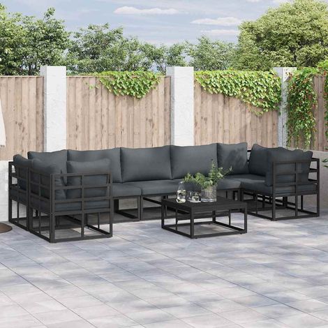 Conjunto de sofá de jardín Negro Aluminio (1/5)
