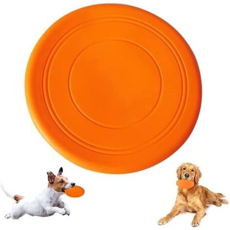Strapazierfähiger orangefarbener Silikon-Hundefrisbee – 18 cm interaktives Outdoor-Spielzeug