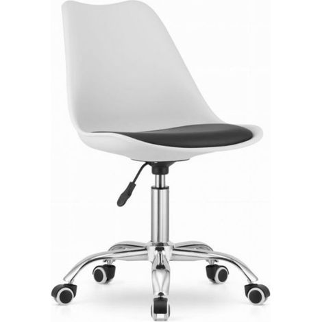 Fauteuil - Pivotant - Velours - Noir Et Blanc - 43 Cm Profondeur Assise - 110 Kg Charge Max - 1 Place