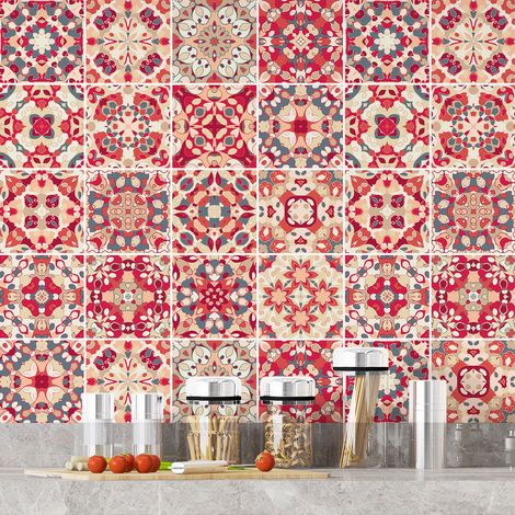 Stickers carrelage - Motif carreaux de ciment - 36 Stickers 20x20 cm - Adhésif MAT (1/3)