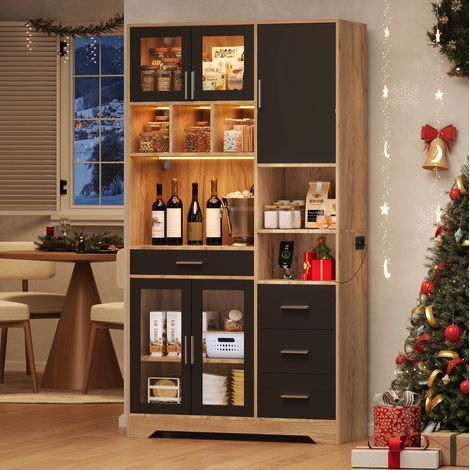 Buffetschrank mit LED und Steckdose 185x100x40 cm MDF OKMYHOME