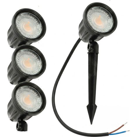 Lot de 4 Spots Piquets jardin MIRA 7W Eq 70W Extérieur IP65 Blanc chaud 3000K (1/5)