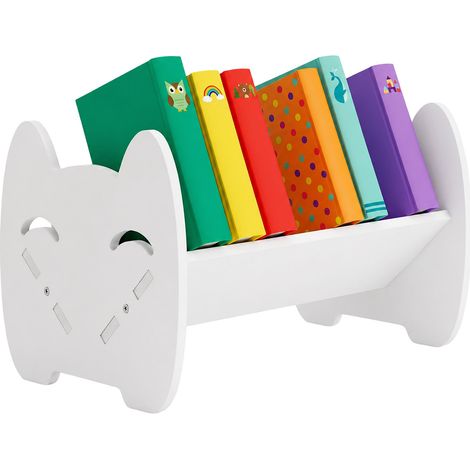 Relaxdays Étagère enfants « Chat », mini-étagère en PVC, blanc, H x L x P 19,5 x 32 x 21,5 cm (1/5)