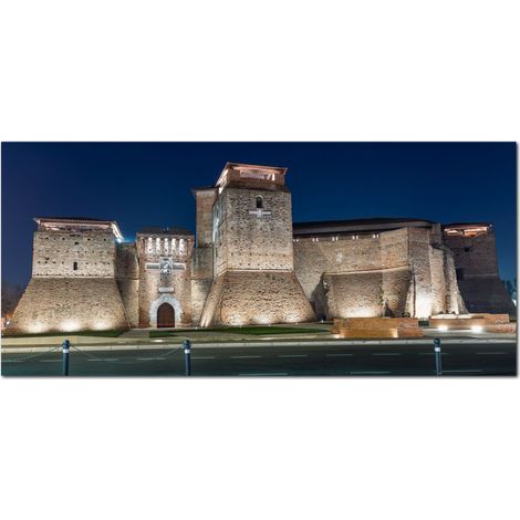 Lupia - Quadro moderno su Tela Canvas DEEP 65X143 cm, con paesaggi e localismi italiani, per casa, soggiorno, capezzale camera da letto, hotel, ufficio, RIMINI - CASTEL SISMONDO (1/4)