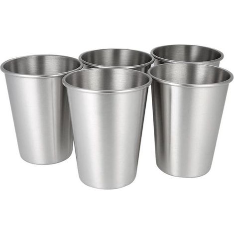 Edelstahlbecher Stapelbar Alternative zu Einwegbechern Robust und langlebig 350 ml 5er Set (1/5)