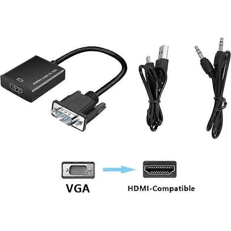 1080P HD VGA-zu-HDMI-Konverterkabel mit 3,5-mm-Audioausgang, VGA-Stecker auf HDMI-Buchse, Adapter für PC/Laptop an HDTV/Projektor (1/5)