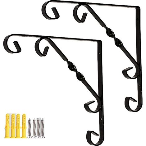 2 pièces Supports d'étagère décoratifs, Support de Tablette Flottante Murale, Equerre Tablette métal Robuste Bretelles, pour Salle de Bain, Cuisine, Salon, Chambre à Coucher,Noir,100mm/4 in