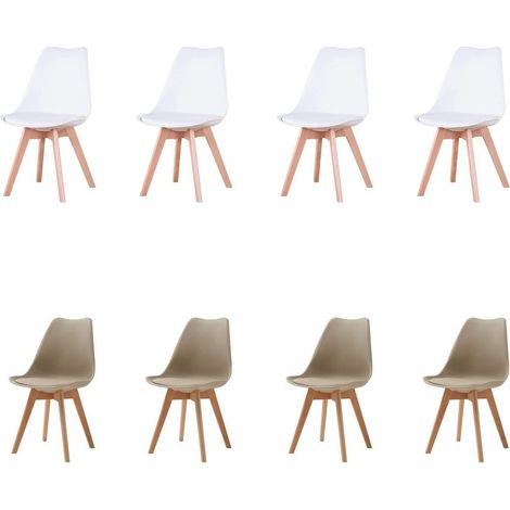 Esszimmerstühle 8er Set, Massivholzbeine, abnehmbares Kissen, modern (1/5)