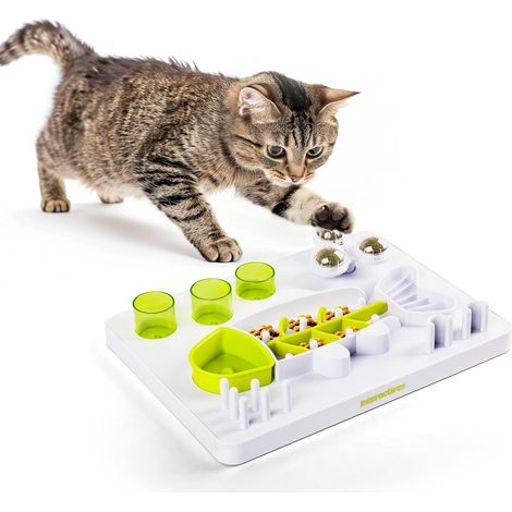 Mangeoire Interactive pour Chat, Puzzle de Friandises, Jeu de Friandises, Jouet de Stimulation Cérébrale de Chat, Jouets de Stimulation Lente pour Chats d'intérieur (Poisson) (1/5)