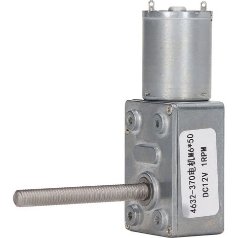 Motoréducteur à vis sans fin avec fonction autobloquante, filetage M6, arbre rotatif, réduction de vitesse, alimentation CC 12 V, 1 tr/min