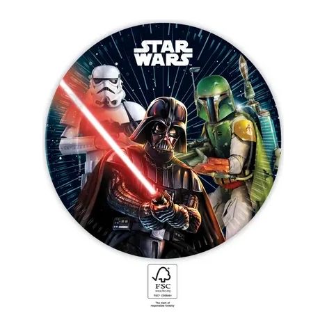 Piatti di carta multicolore, Star Wars, 23 cm, 8 pezzi.
