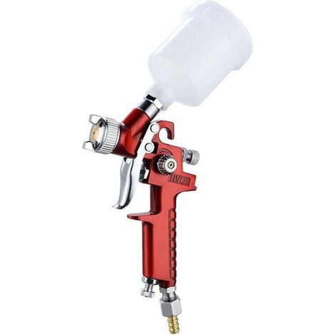 Pistolet à Peinture par Gravité - Compresseur d'Air Professionnel Rouge pour Finitions Lisses et Détaillées (1/3)