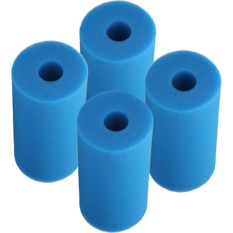 Cartucho de filtro de espuma reutilizable y lavable para piscinas y acuarios, compatible con filtros tipo A, color azul, 21 x 10 x 9 cm, paquete de 4 unidades. (1/5)