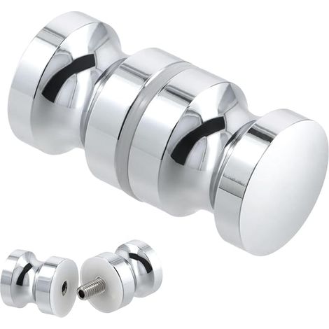 Poignée Porte Douche, Poignées de Portes Poignée de Porte Rondes en Alliage D'aluminium Bouton de Porte de Douche en Verre pour Salle de Bain Cuisine Maison Bureau Hôtel (30mm) (1/5)