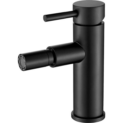 VALAZ Grifo de bidet monomando redondo caño recto negro mate Serie Palancia