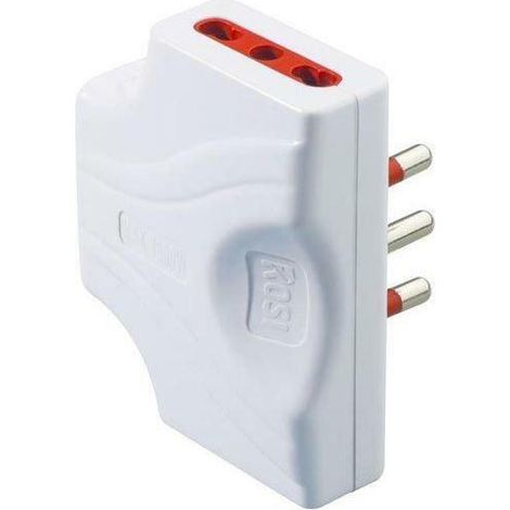 ADATTATORE ULTRAPIATTO TRIPLO SERIE 'EMILIA EXTRA PIATTA' presa 2P+T 10/16A - spina 2P+T 16A / bianco