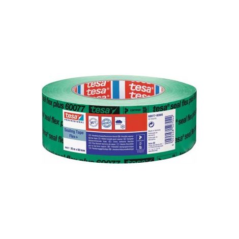 Tesa – Ruban d'étanchéité 60077 – Pare-vapeur flexible PE 25 m x 50 mm – Force d'adhérence élevée – Pour isolation toiture et murs