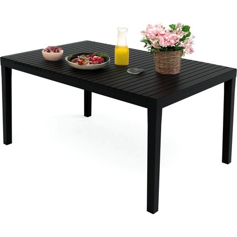 Dmora - Außentisch Maratea, rechteckiger Esstisch, Mehrzweck-Gartentisch, 100 % Made in Italy, 150 x 90 x 72 cm, Anthrazit, mit verstärkter Verpackung