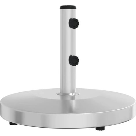 Base de parasol ronde stable avec adaptateurs 48 x 41 cm fixation facile en acier inoxydable argenté (1/5)