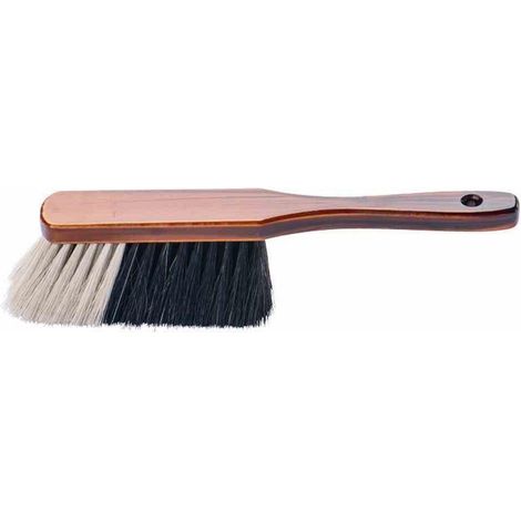 Handfeger Rosshaarmischung 29 cm weißer Bart, braun lackiert