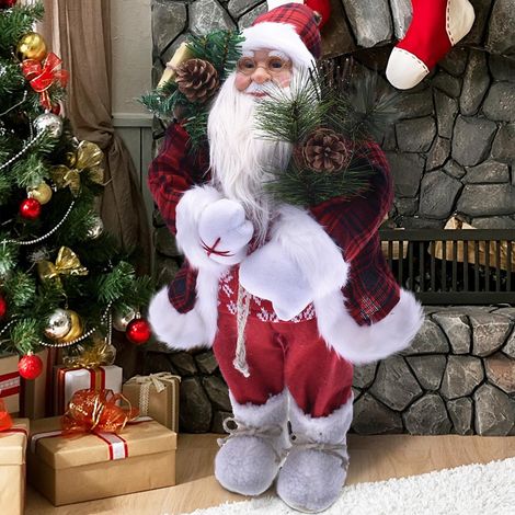 Babbo Natale Elegante 40cm in Plastica Vestiti in Tessuto Decorazione Natalizia (1/3)