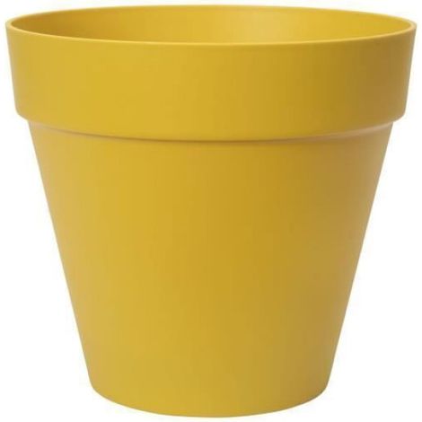 Pot De Fleurs - Rond - Plastique Recyclé - Résistant Au Gel - Avec Réservoir D Eau - Ø 24,5 X H 22,2 Cm - Jaune Ocre - 1 Pièce (1/5)