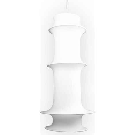Suspension luminaire plafond 5 anneaux cercles tissu blanc plafonnier (1/3)