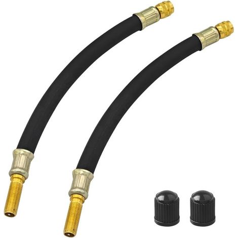 2 Pcs Extension de valve, Flexible caoutchouc, Adaptateur cuivre, Gonflage pneu, Véhicule camion moto (1/5)