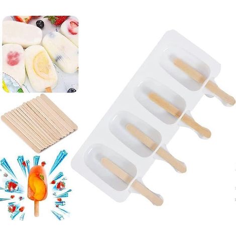 Moule à glace en silicone (1 paquet) - Moule à glace artisanale - Sans BPA - Réutilisable - Bâtonnets pour desserts glacés et gâteaux - Ustensiles de cuisine (1/5)