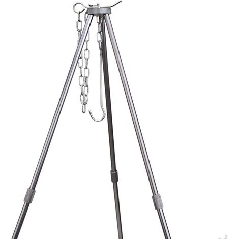 Barbecue portable suspendu en acier inoxydable – Charge 12 kg – Ajustable en hauteur – Sac de transport inclus – Pour camping et extérieur – Kueatily (1/5)