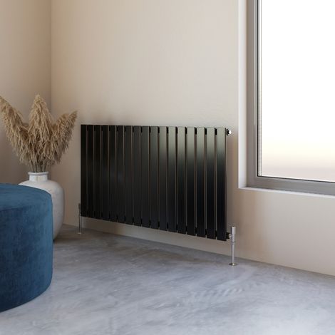 Acezanble 600x1156mm Single Black Horizontal Flat Panel Central Heating Designer Radiator